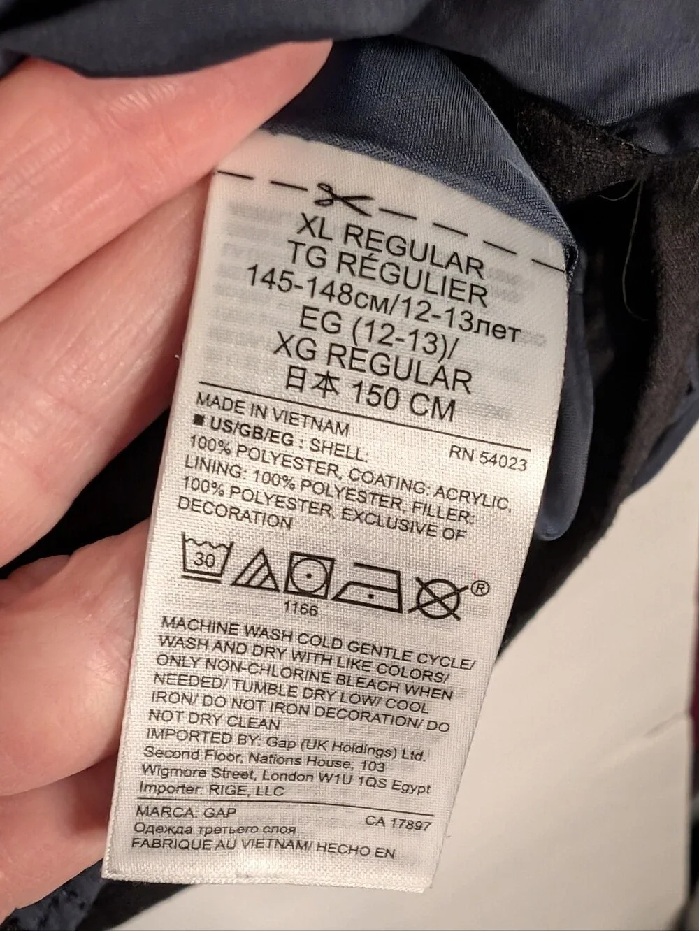 GAP Kids Dark Navy Quilted Puffer Vest. Size XL